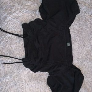 cropped black off the shoulder top